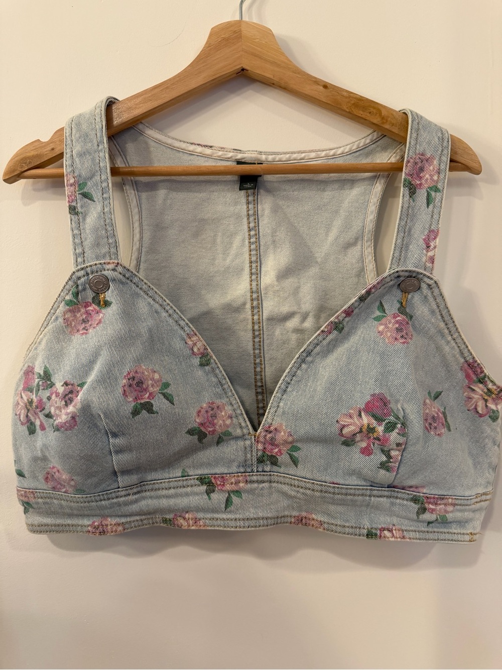 wild fable Light Blue Denim Floral Crop Tank